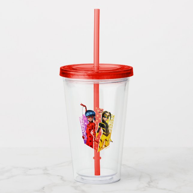 Vaso Acrílico Gráfica Ladybug y Vesperia (Anverso)