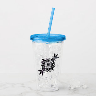 Vaso Acrílico Gráfico con una elegante marca de planta negra