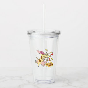 Vaso Acrílico Gráfico de abrazo de vaca y pollo