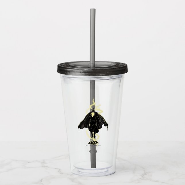 Vaso Acrílico Gráfico de silueta Black Adam Lightning (Anverso)