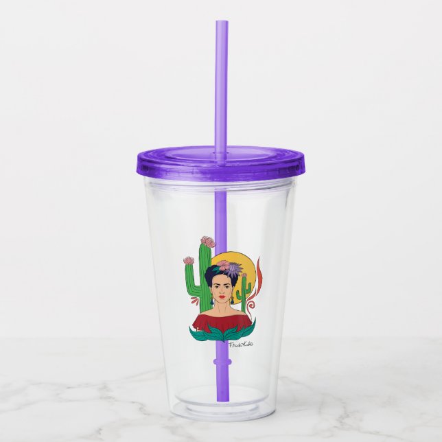 Vaso Acrílico Gráfico del desierto de Frida Kahlo (Anverso)