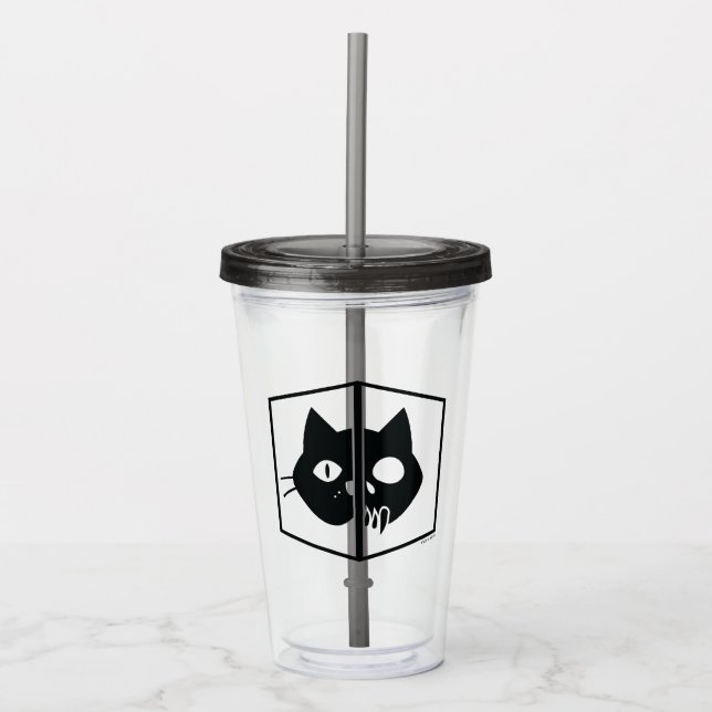 Vaso Acrílico Gráfico del gato de Schrödinger (Anverso)