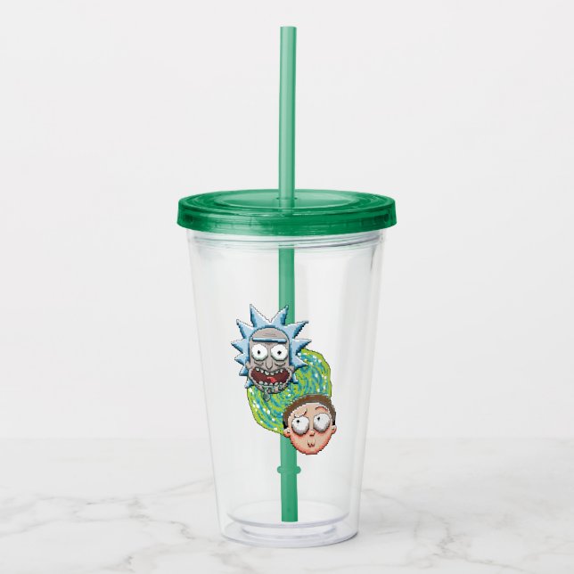 Vaso Acrílico Gráfico del Portal de Pixelverse Rick y Morty (Anverso)