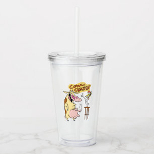 Vaso Acrílico Gráfico sonriente de vaca y pollo