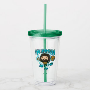 Vaso Acrílico Gráfico submarino de Aquaman el   Chibi Aquaman
