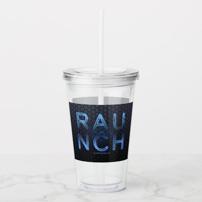 Vaso Acrílico Gran letra azul delgadoJoe de raunch metálico (Anverso)
