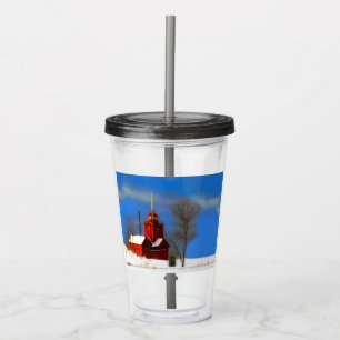 Vaso Acrílico Gran pintura de faro rojo - Arte original