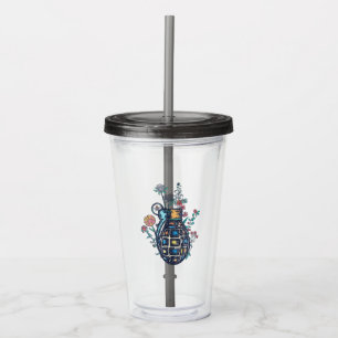 Vaso Acrílico Granada de mano Base de flores