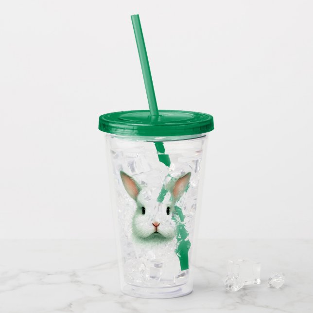 Vaso Acrílico Green Easter Bunny Face Acryler Tumbler (Anverso (hielo))