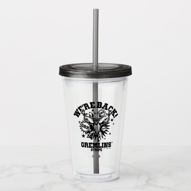 Vaso Acrílico Gremlins | Stripe Estamos de vuelta (Anverso)