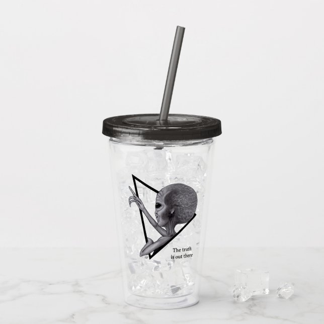 Vaso Acrílico Grey Alien, la verdad está ahí fuera (Reverso (hielo))