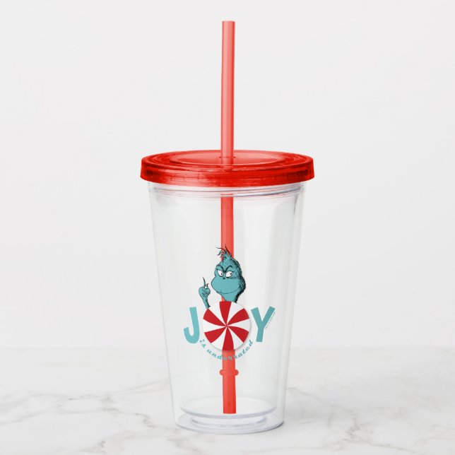 Vaso Acrílico Grinch | La alegría está infravalorada (Anverso)