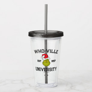 Vaso Acrílico Grinch   Universidad de Who-ville Est 1957