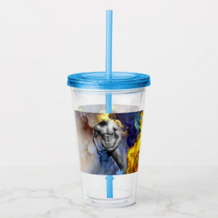 Vaso Acrílico Grito de la figura muscular masculina en escala de