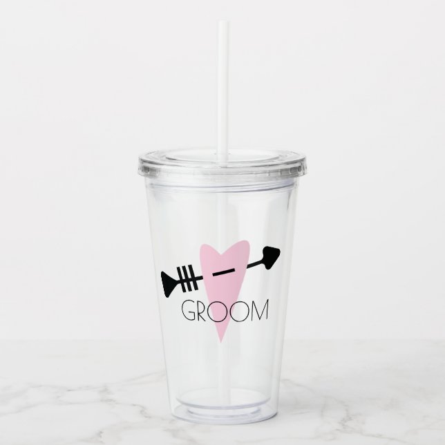 Vaso Acrílico Groom Heart and Arrow Boda (Anverso)