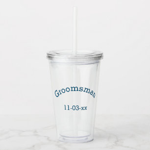 Vaso Acrílico Groomsman con fecha Boda