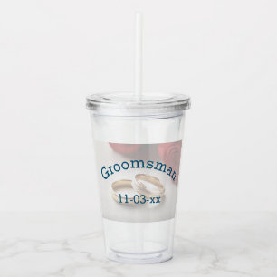 Vaso Acrílico Groomsman con fecha Boda