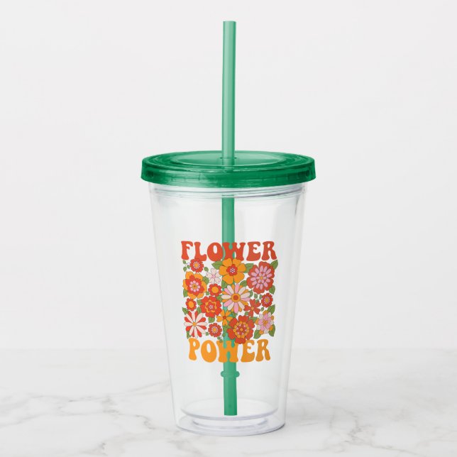 Vaso Acrílico Groovy Flower Power Graphic (Anverso)