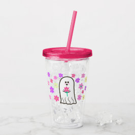 Vaso Acrílico Groovy Ghost con flores