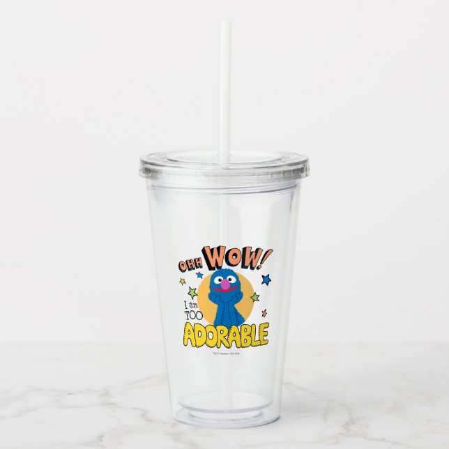 Vaso Acrílico Grover | Soy Demasiado Adorable (Anverso)
