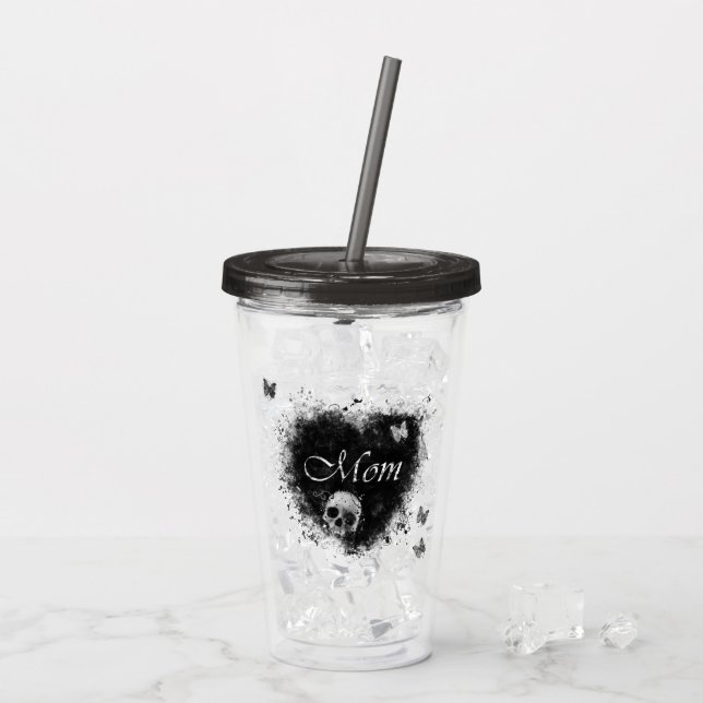 Vaso Acrílico Grungy Gótico Heart Mom (Reverso (hielo))