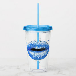 Vaso Acrílico Guay Blue Love Lips Acrylic T personalizado
