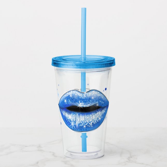 Vaso Acrílico Guay Blue Love Lips Acrylic T personalizado (Anverso)