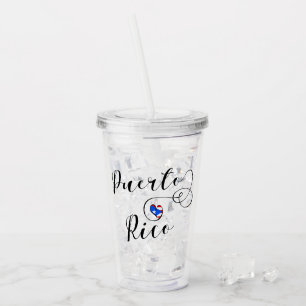 Vaso Acrílico Guión cardíaco de bandera de Puerto Rico, bandera