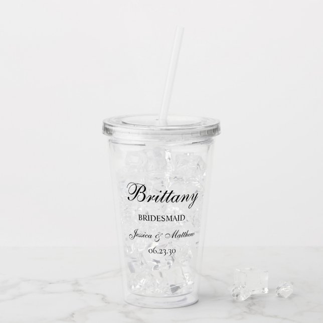 Vaso Acrílico Guion de dama de honor personalizado (Reverso (hielo))
