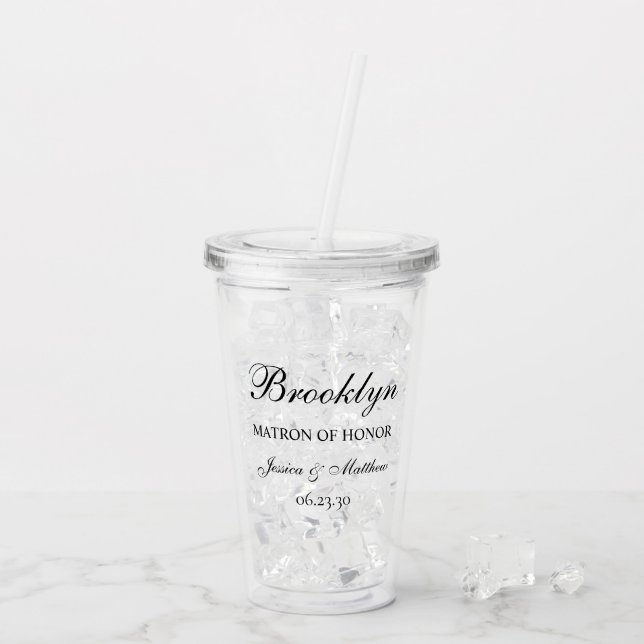Vaso Acrílico Guion de Matrona de Honor Personalizado (Reverso (hielo))