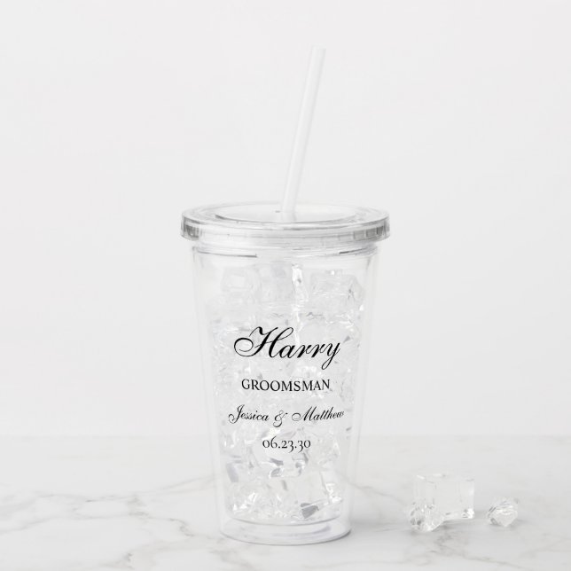 Vaso Acrílico Guion de Padrino de Boda Personalizado (Reverso (hielo))