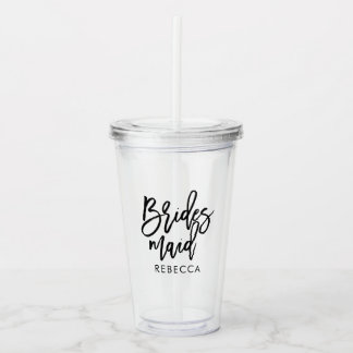 Vaso Acrílico Guión elegante "Bridesmaid" personalizado