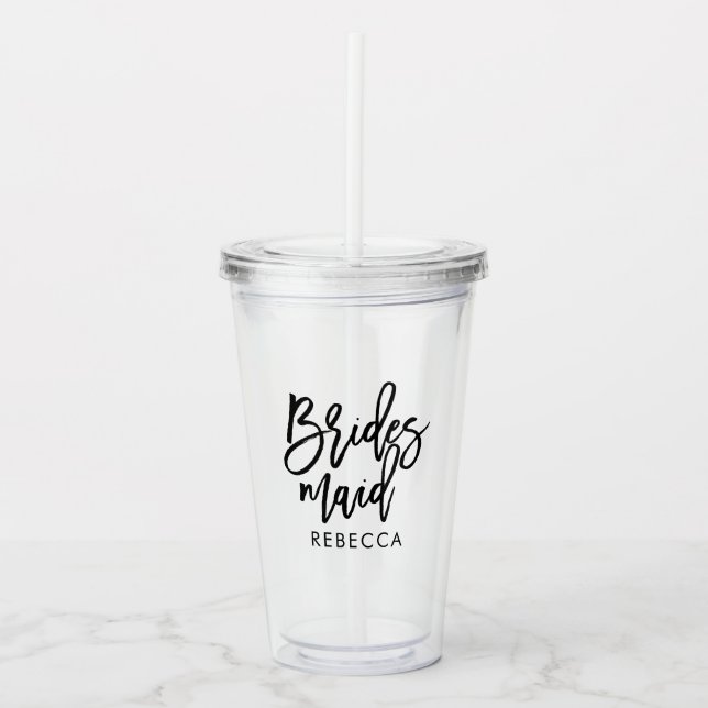 Vaso Acrílico Guión elegante "Bridesmaid" personalizado (Anverso)