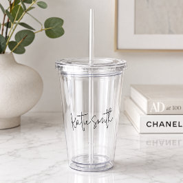 Vaso Acrílico Guión manuscrito mínimo moderno monograma