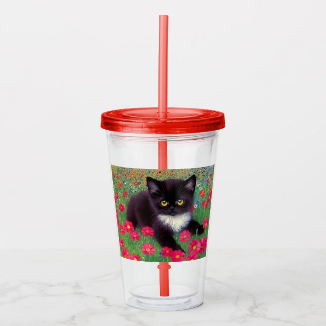 Vaso Acrílico Gustav Klimt Tuxedo Cat (Anverso)