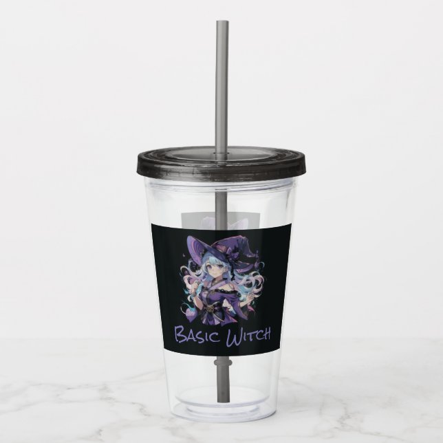 Vaso Acrílico Halloween/Bruja/púrpura (Anverso)