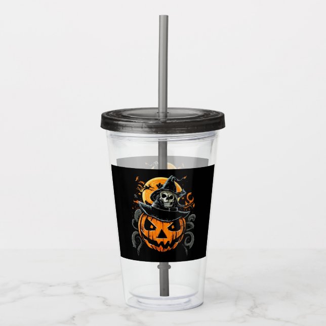 Vaso Acrílico Halloween/calabaza/otoño/otoño (Anverso)
