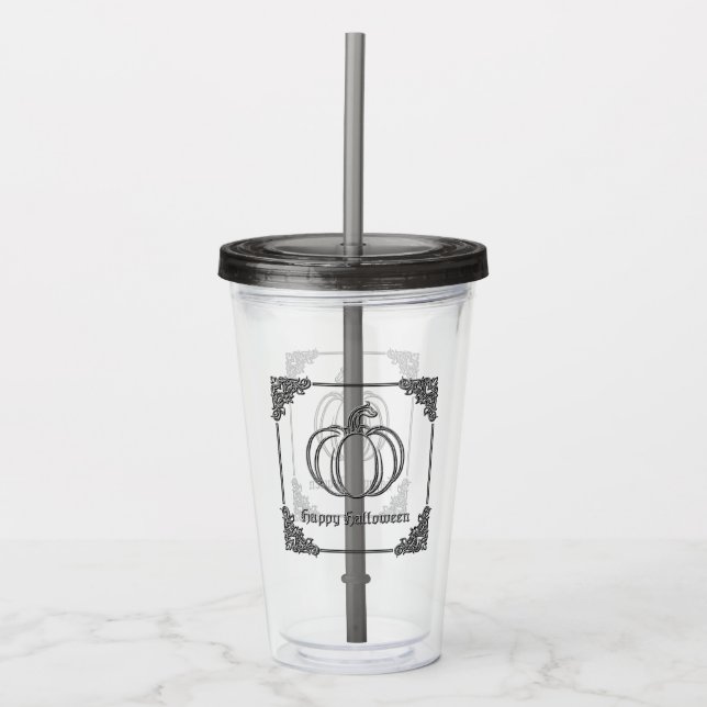 Vaso Acrílico Halloween de calabaza de plata (Anverso)