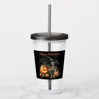 Vaso Acrílico Halloween de las calabazas de esqueleto