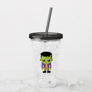 Vaso Acrílico Halloween de Monstruo Frankenstein Verde