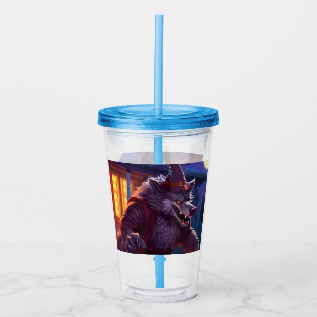 Vaso Acrílico Halloween/Werewolf/otoño/otoño Tumbler acrílico (Anverso)