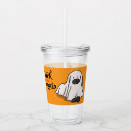Vaso Acrílico Halloween Whimsical Cute Ghost Dog Naranja