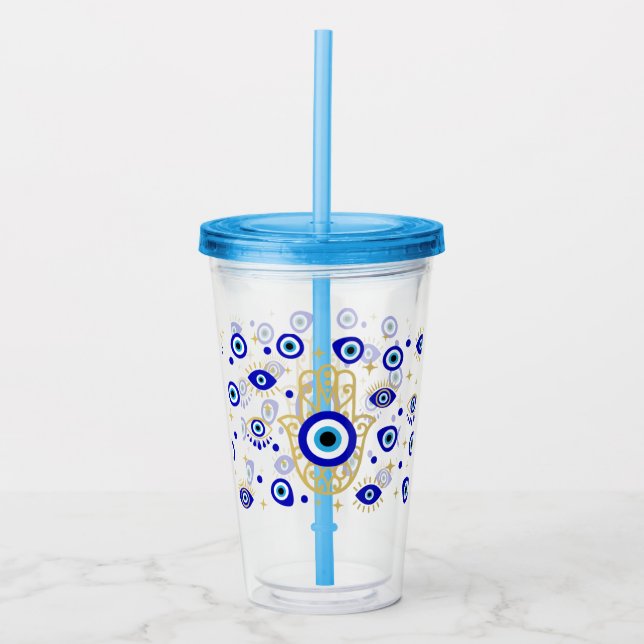 Vaso Acrílico Hamsa Evil Eye (Anverso)
