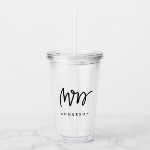 Vaso Acrílico Hand Lettered Sra. Personalizado