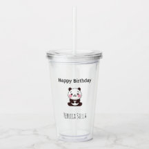 Happy birthday cute panda bear yellow