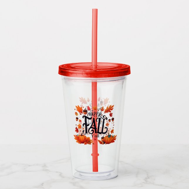 Vaso Acrílico Happy Fall Y'all (Anverso)