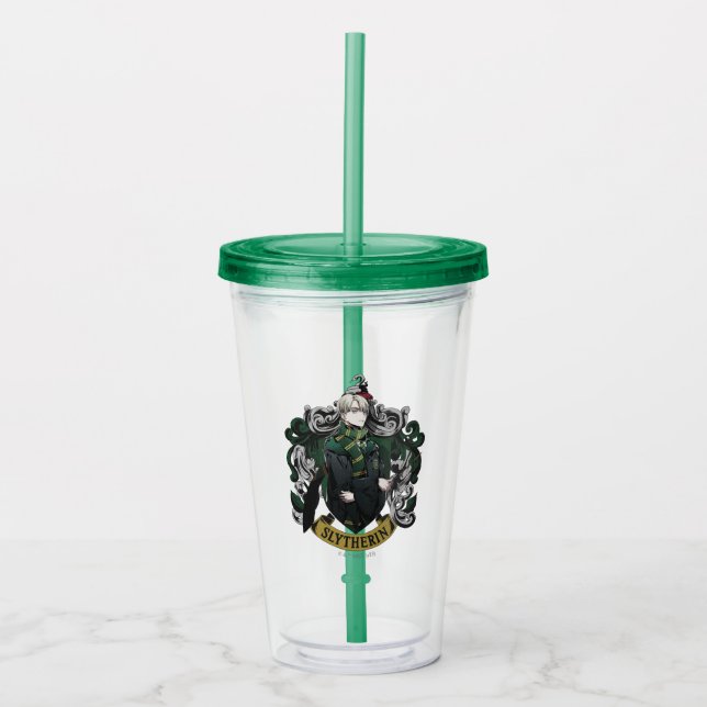 Vaso Acrílico HARRY POTTER™ | Anime Draco Malfoy House Escudo (Anverso)