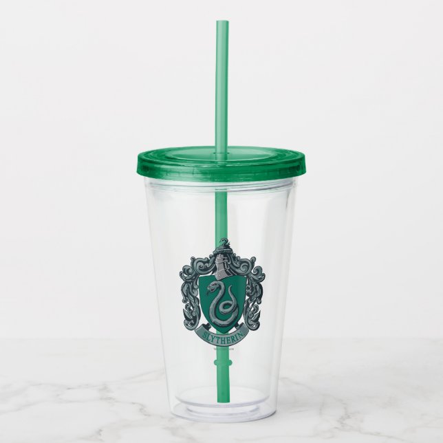 Vaso Acrílico Harry Potter | Slytherin Escudo Green (Anverso)