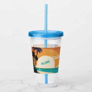 Vaso Acrílico Hawai/Aloha/Tropical/playa