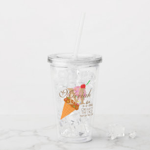 Vaso Acrílico Helado de cereza napolitana con texto personalizad
